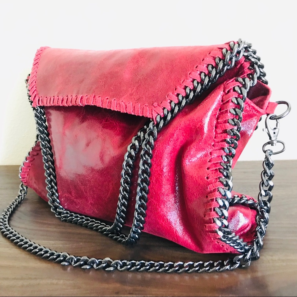 Borse In Pelle Red Italian Leather Handbag